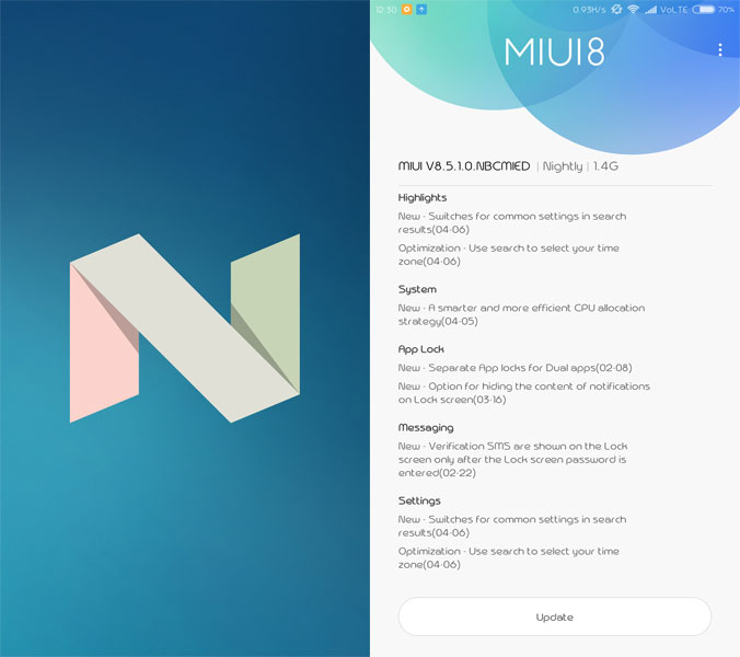 Mi Max Android Nougat Update