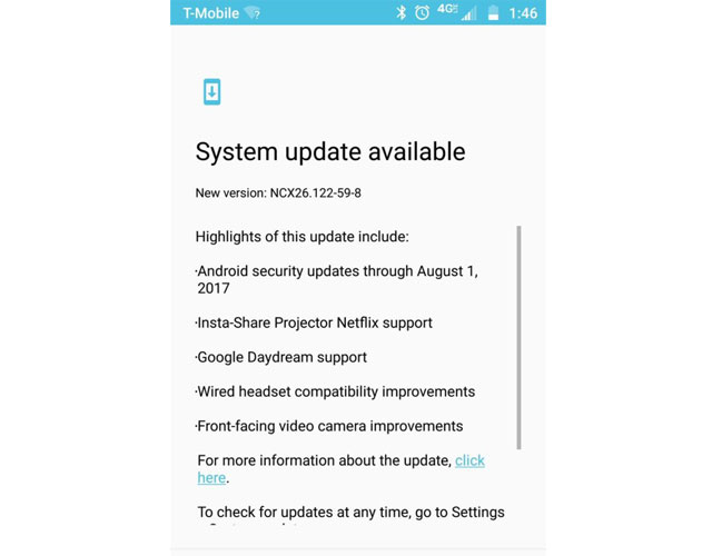 T-Mobile Moto Z2 Force Daydream Update