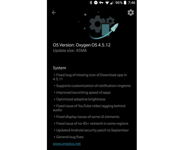 OnePlus 5 OxygenOS 4.5.12 Update