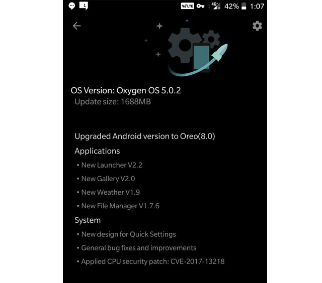 OnePlus 5T Android 8.0 Oreo Based Oxygen OS 5.0.2 Update