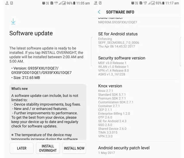 may security patch for Galaxy S7 Edge