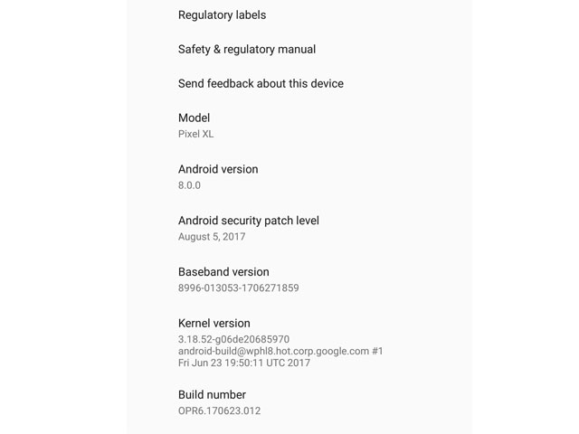 AT&T Pixel XL Android 8.0 Oreo Update
