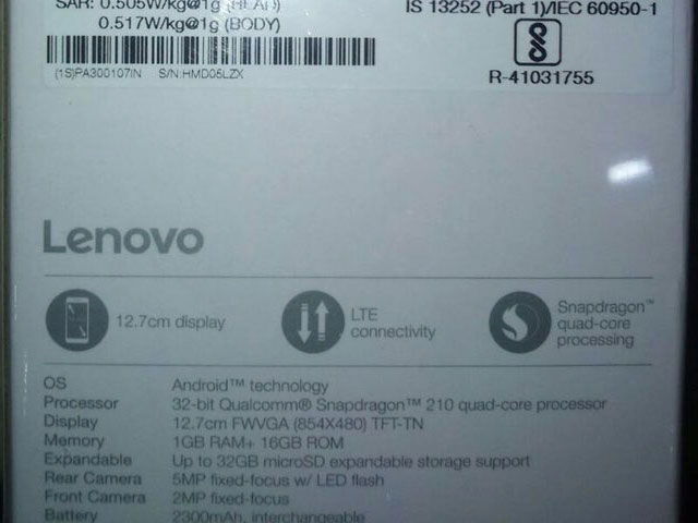 Lenovo Vibe C A2020 Retail Box Image