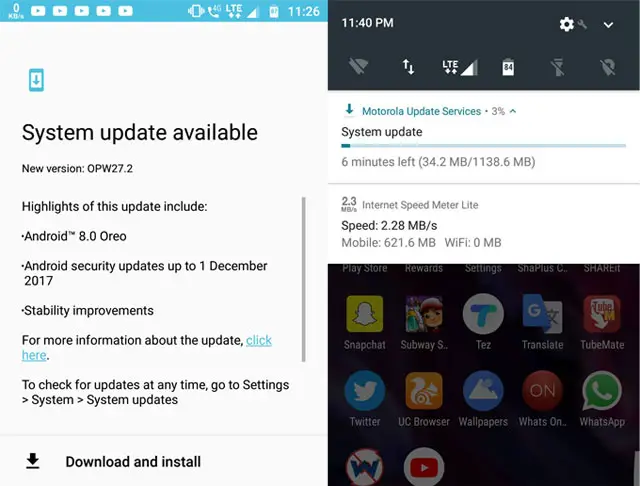 Oreo Update For Moto X4 India