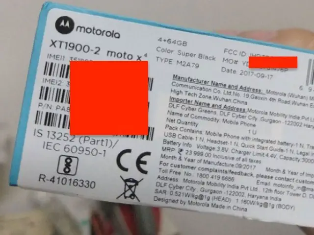 Moto X4 Leaked Retail Box India