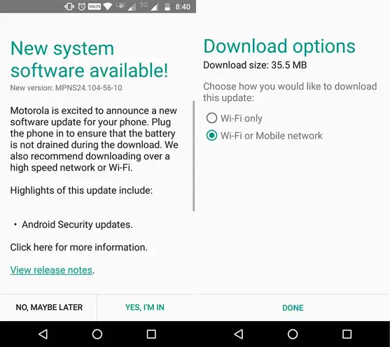 December Security Update Moto Z Play