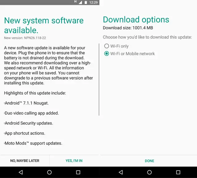 Moto Z Play Nougat 7.1.1 Update India