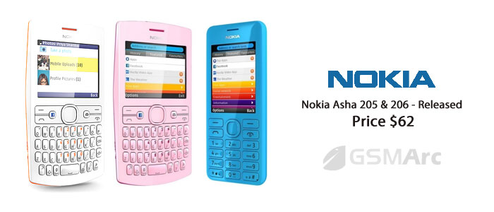 Nokia Asha 205 and Asha 206 Released, Price at $62