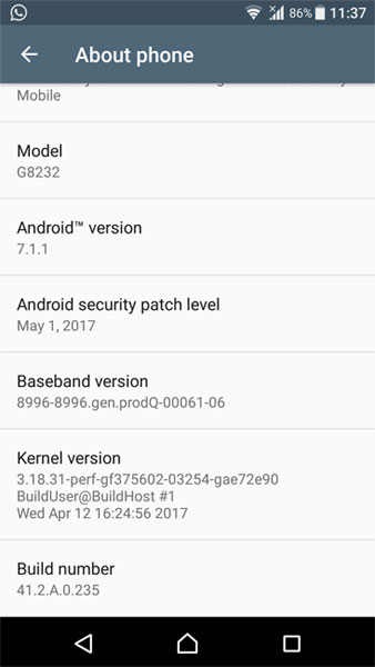 Sony Xperia XZs May Patch
