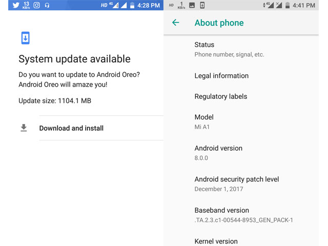Android 8.0 Oreo Beta release for Mi A1